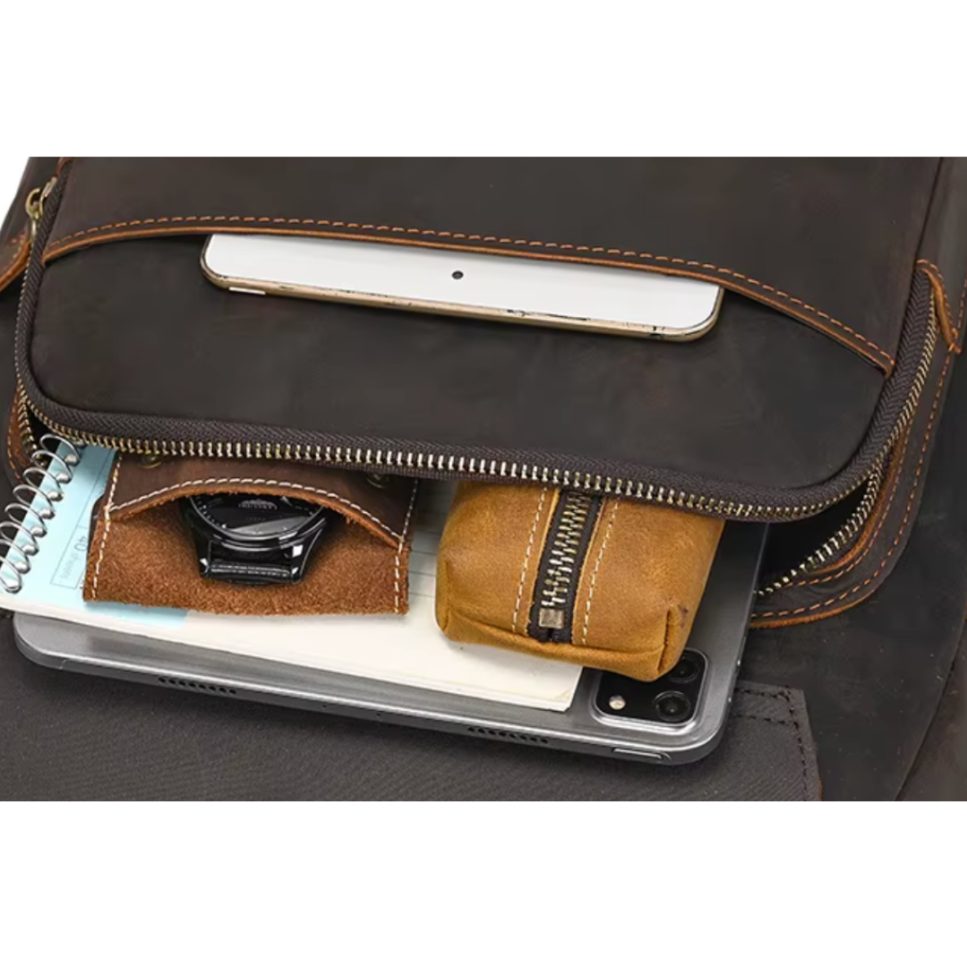 MOCHILA CAFÉ HOMBRE DE CUERO COLLEGE