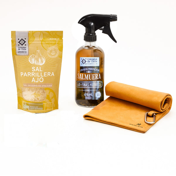 KIT PARRILLERO 3: PAÑO, SALMUERA Y SAL