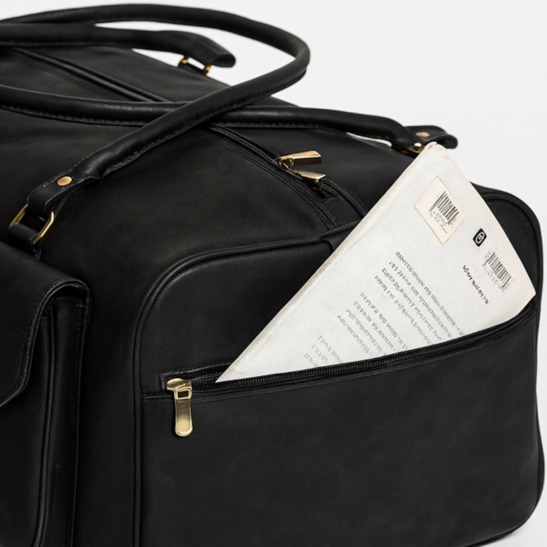 BOLSO DE VIAJE DE CUERO TRAVEL BLACK + Tarjetero Protect Antiscan de REGALO + Envío GRATIS para la RM