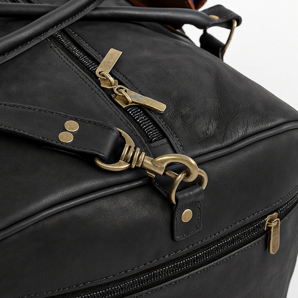 BOLSO DE VIAJE DE CUERO TRAVEL BLACK + Tarjetero Protect Antiscan de REGALO + Envío GRATIS para la RM