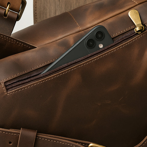 MOCHILA CAFÉ HOMBRE DE CUERO COLLEGE