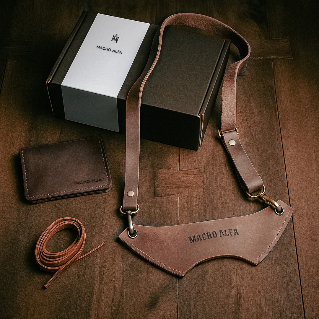 BOX DE REGALO STRAP + TARJETERO DE CUERO + PORTACOPAS CUERO