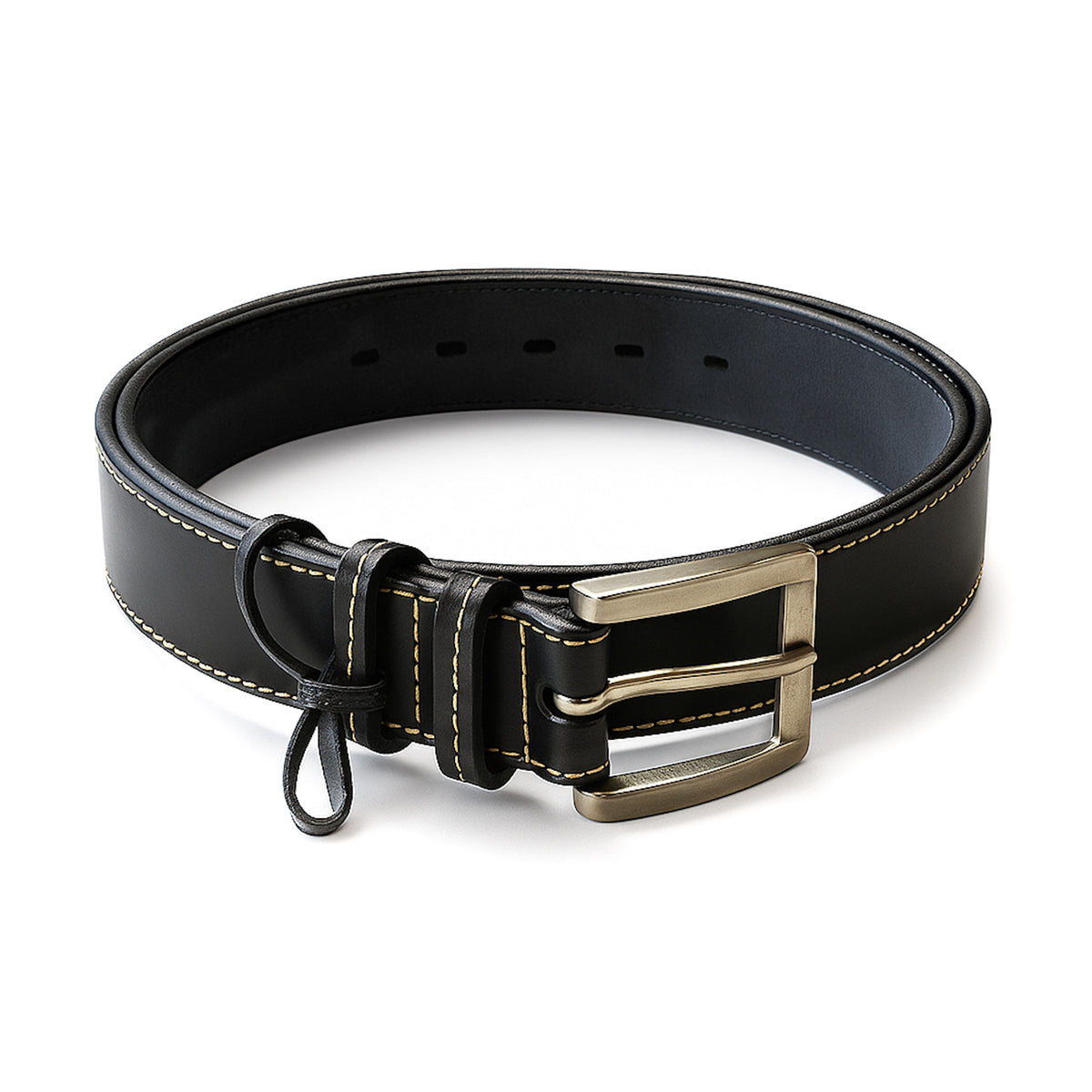 CINTURÓN DE CUERO NEGRO SPORT