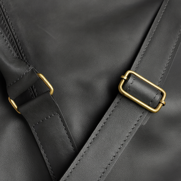 BOLSO DE CUERO NEGRO DE VIAJE VENTURE + Tarjetero Protect Antiscan de REGALO + envío GRATIS para la RM