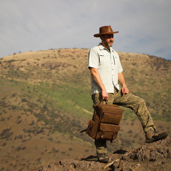 MOCHILA CUERO HOMBRE CAFÉ EXPEDITION