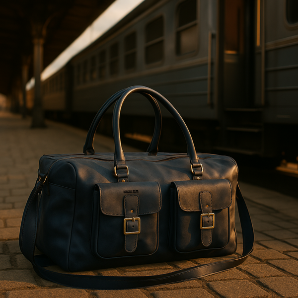 BOLSO DE VIAJE DE CUERO TRAVEL BLACK + Tarjetero Protect Antiscan de REGALO + Envío GRATIS para la RM