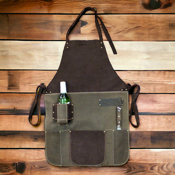 PECHERA ASADOR CUERO CAFE