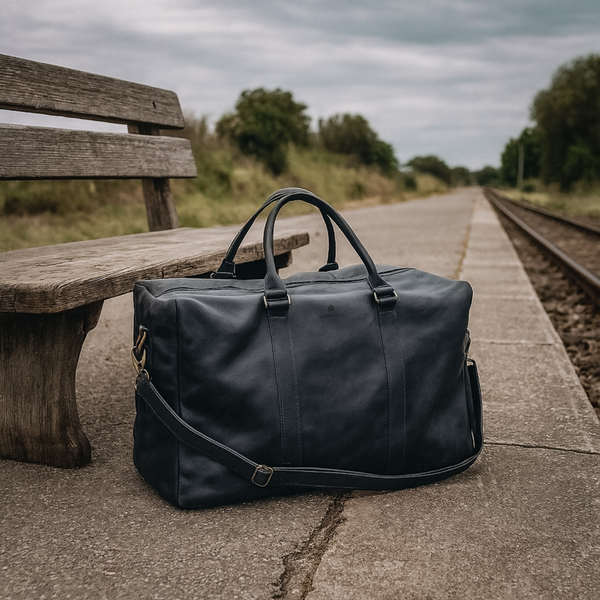 BOLSO DE CUERO NEGRO DE VIAJE VENTURE + Tarjetero Protect Antiscan de REGALO + envío GRATIS para la RM