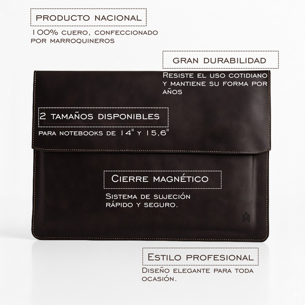 FUNDA DE CUERO PARA NOTEBOOK
