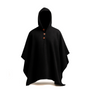 PONCHO DE LANA DE ALPACA NEGRO CON CAPUCHA