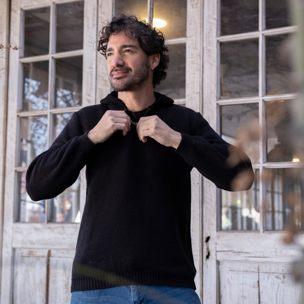 CHALECO NEGRO DE LANA NATURAL SKYE