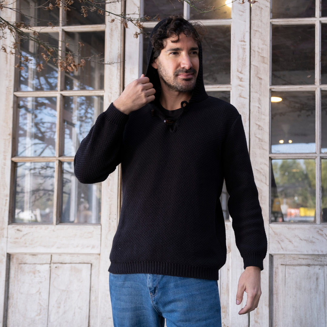 CHALECO NEGRO DE LANA NATURAL SKYE