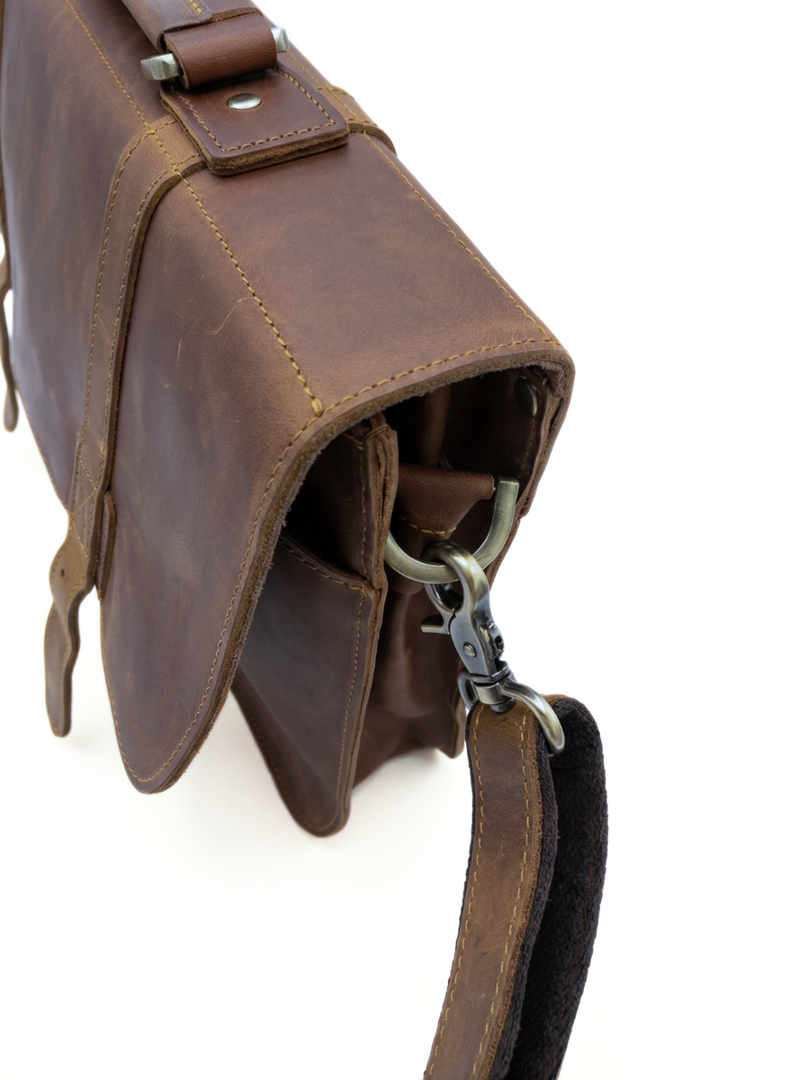 MALETIN DE CUERO GENUINO FULL GRAIN OLD YORK BRONCE