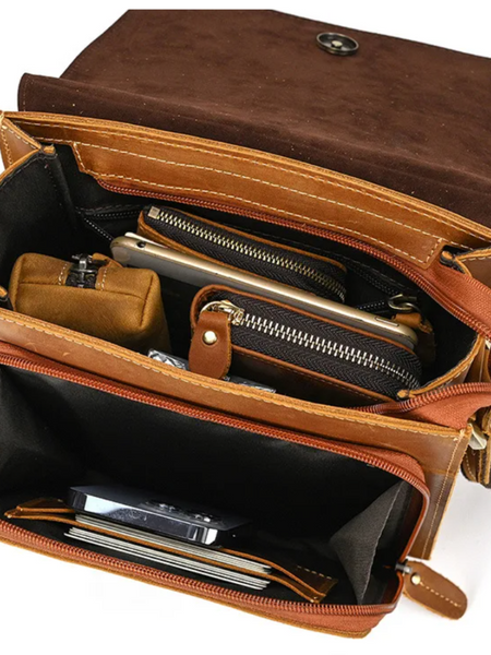 MORRAL CUERO GENUINO PARA HOMBRE PRAGA