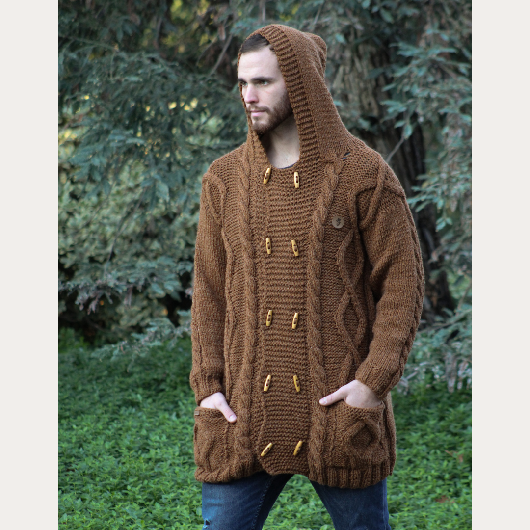 CHAQUETON DE ALPACA LARGO CAMEL