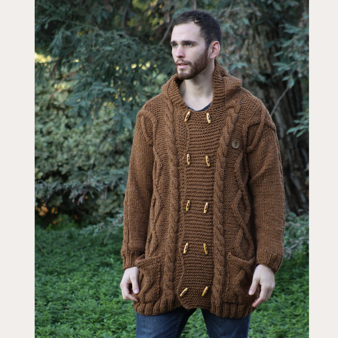 CHAQUETON DE ALPACA LARGO CAMEL