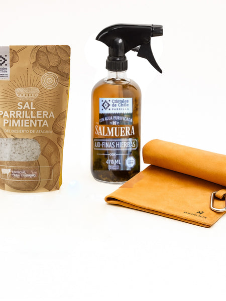 KIT PARRILLERO 3: PAÑO, SALMUERA Y SAL
