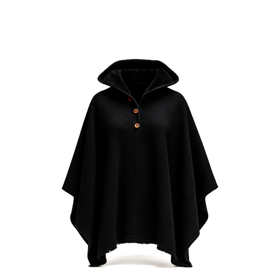 PONCHO DE ALPACA HOMBRE CASTILLA NEGRO