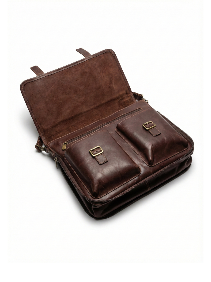 MALETIN CUERO GENUINO FULL GRAIN EXECUTIVE CAOBA