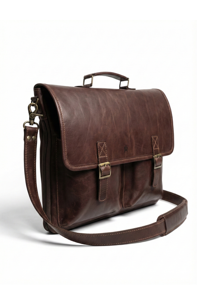 MALETIN CUERO GENUINO FULL GRAIN EXECUTIVE CAOBA