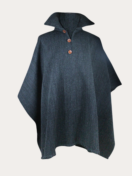 PONCHO LANA DE ALPACA CASTILLA GRIS MARENGO