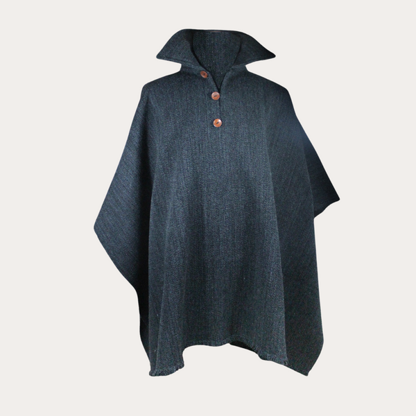 PONCHO LANA DE ALPACA CASTILLA GRIS MARENGO