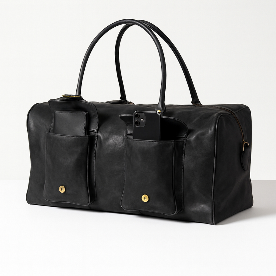 BOLSO DE VIAJE CUERO PREMIUM HOMBRE TRAVEL BLACK EDITION