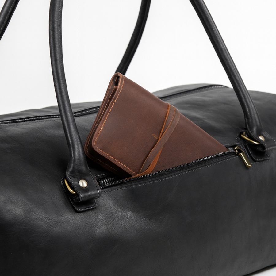 BOLSO DE VIAJE CUERO PREMIUM HOMBRE TRAVEL BLACK EDITION