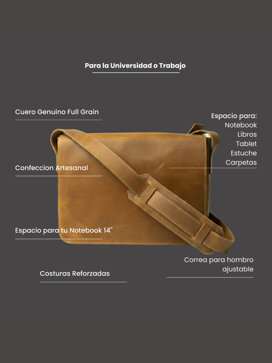 MORRAL DE CUERO GENUINO PREMIUM DUBLIN