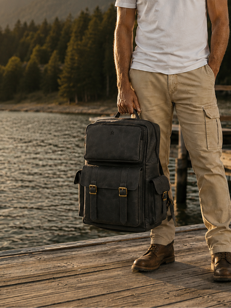 MOCHILA DE CUERO PREMIUM EXPEDITION BLACK