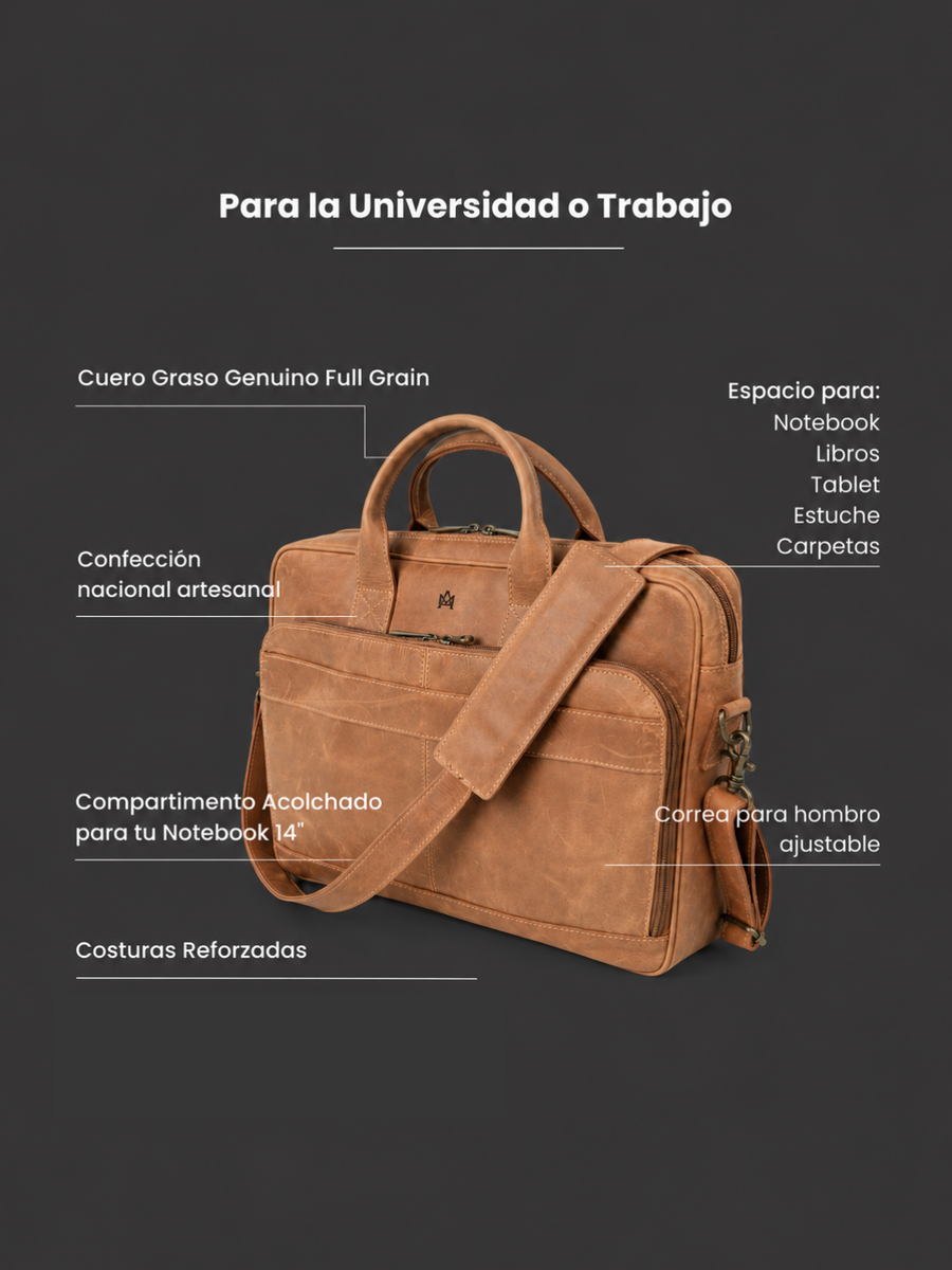 MALETÍN DE CUERO GENUINO HOMBRE OXFORD BEIGE