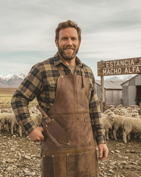 PECHERA ASADOR CUERO PORTA CUCHILLO