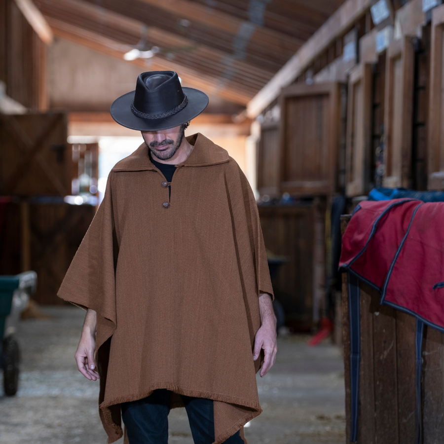 PONCHO DE ALPACA HOMBRE CASTILLA CAMEL
