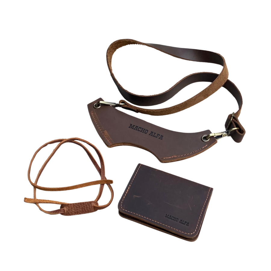 BOX DE REGALO STRAP + TARJETERO DE CUERO + PORTACOPAS CUERO