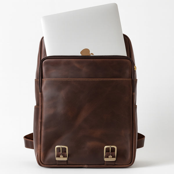 MOCHILA CAFÉ HOMBRE DE CUERO COLLEGE