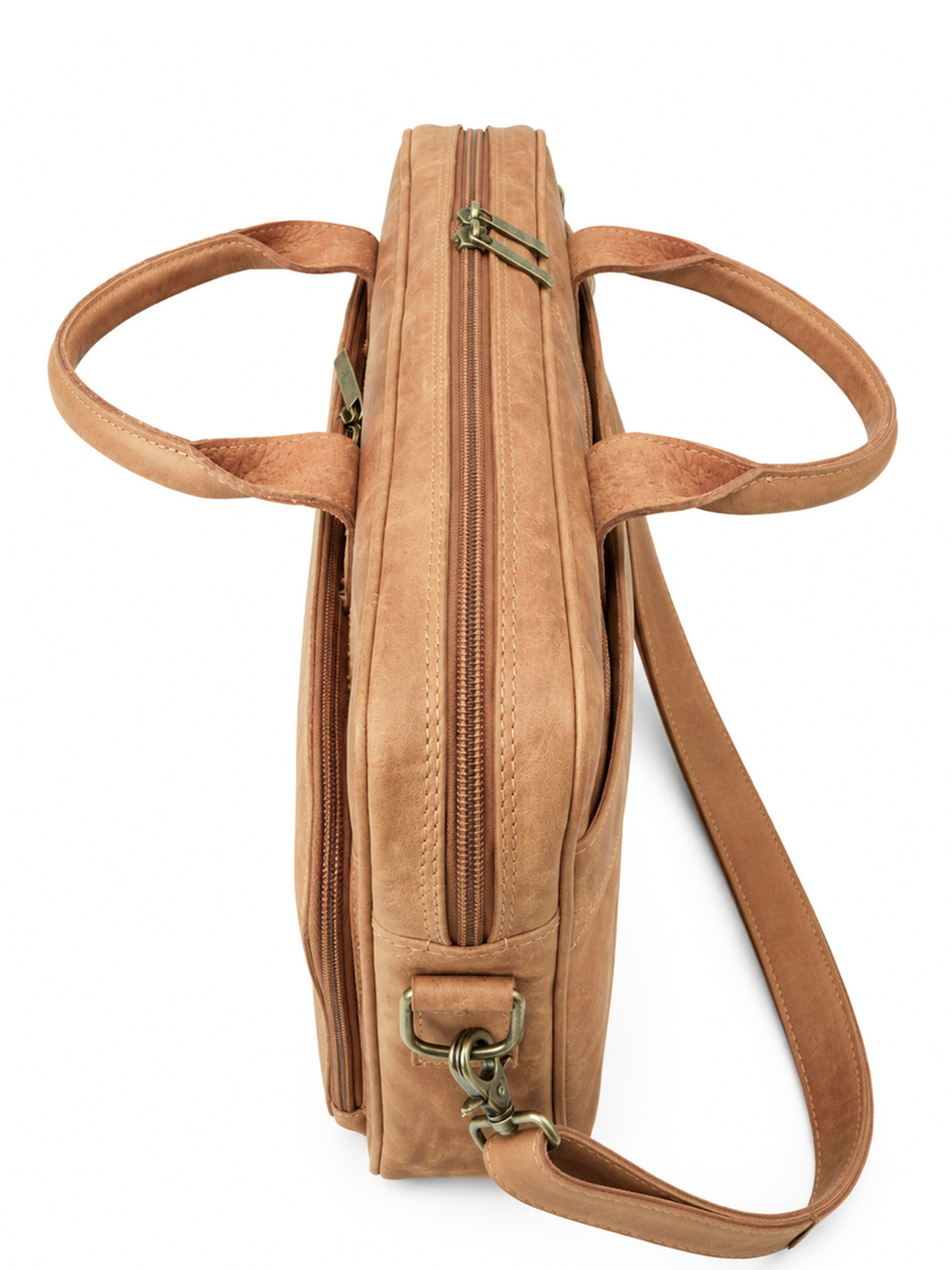 MALETÍN DE CUERO GENUINO HOMBRE OXFORD BEIGE