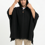 PONCHO DE LANA DE ALPACA NEGRO CON CAPUCHA