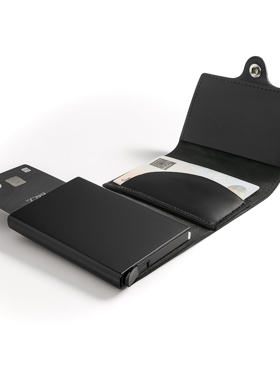 BOX DE REGALO FUNDA DE NOTEBOOK + TARJETERO ANTISCAN + ESTUCHE DE CUERO