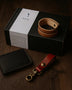 BOX TARJETERO DE CUERO + PORTALLAVES + PULSERA DE CUERO TITAN