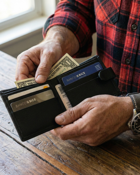 BILLETERA DE CUERO CON PASADOR RUGGED