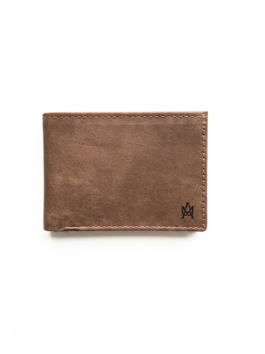 BILLETERA DE CUERO GENUINO EDGE BRONCE