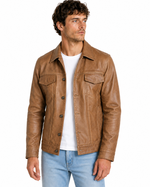 CHAQUETA DE CUERO CRAIG BEIGE