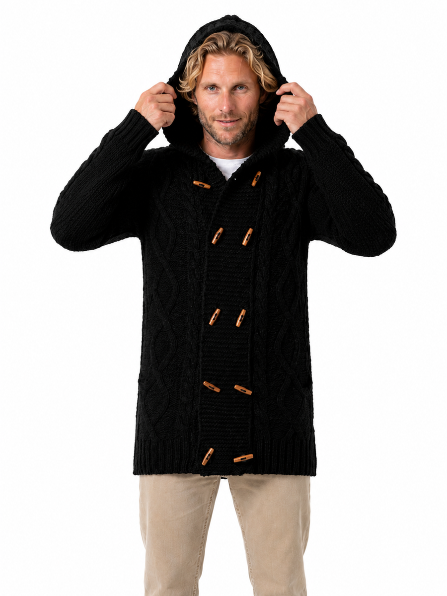CHAQUETÓN LARGO DE LANA ALPACA NEGRO
