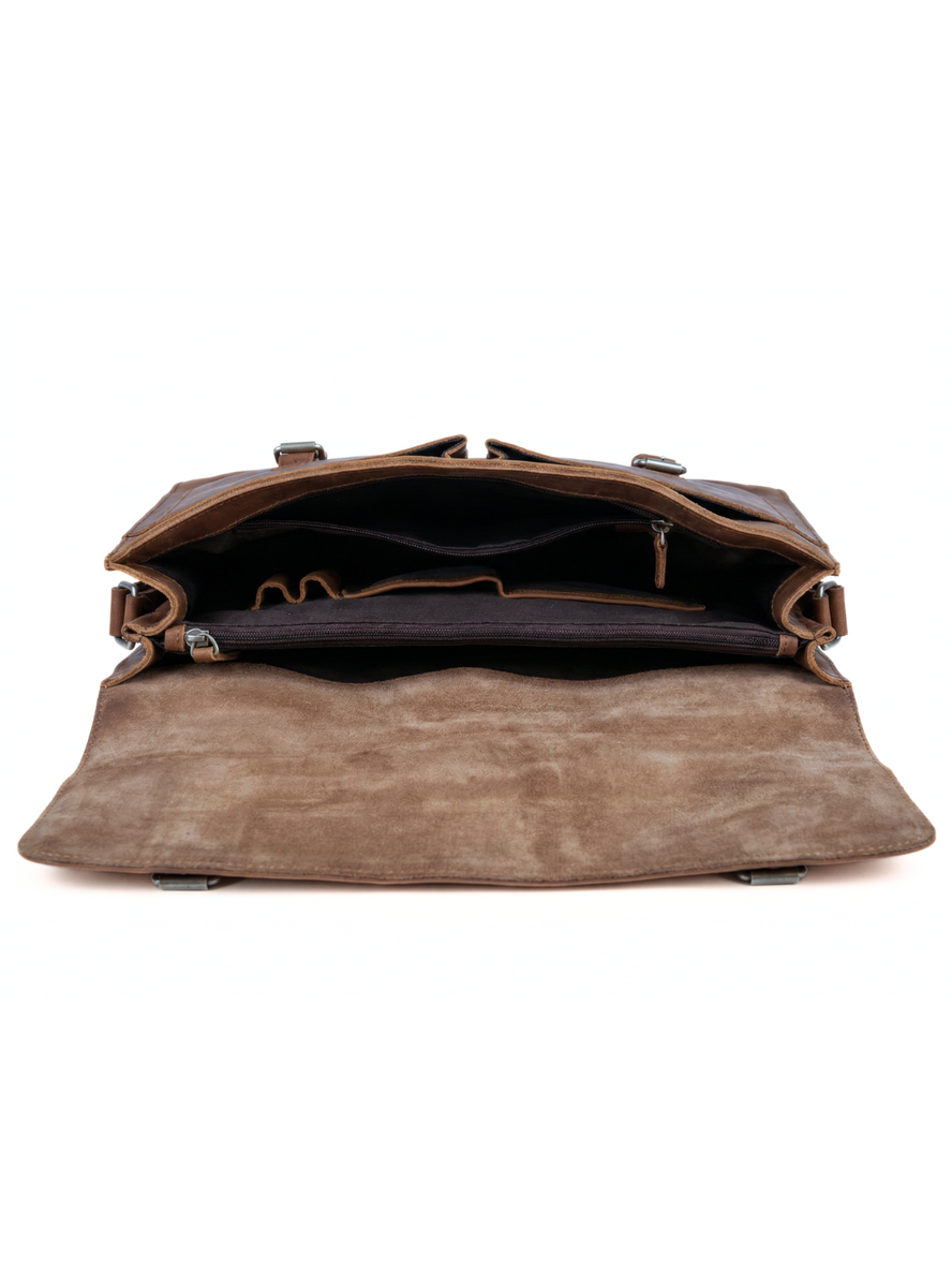 MALETIN DE CUERO GENUINO FULL GRAIN OLD YORK BRONCE