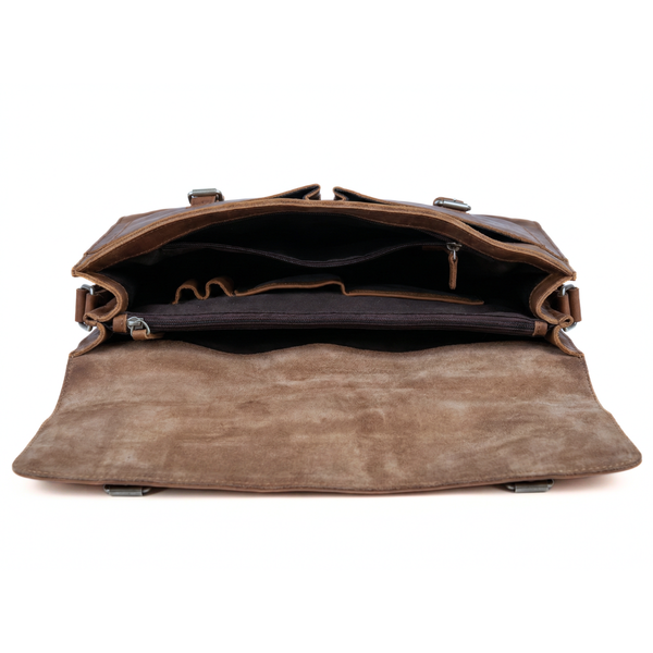 MALETIN DE CUERO GENUINO FULL GRAIN OLD YORK BRONCE