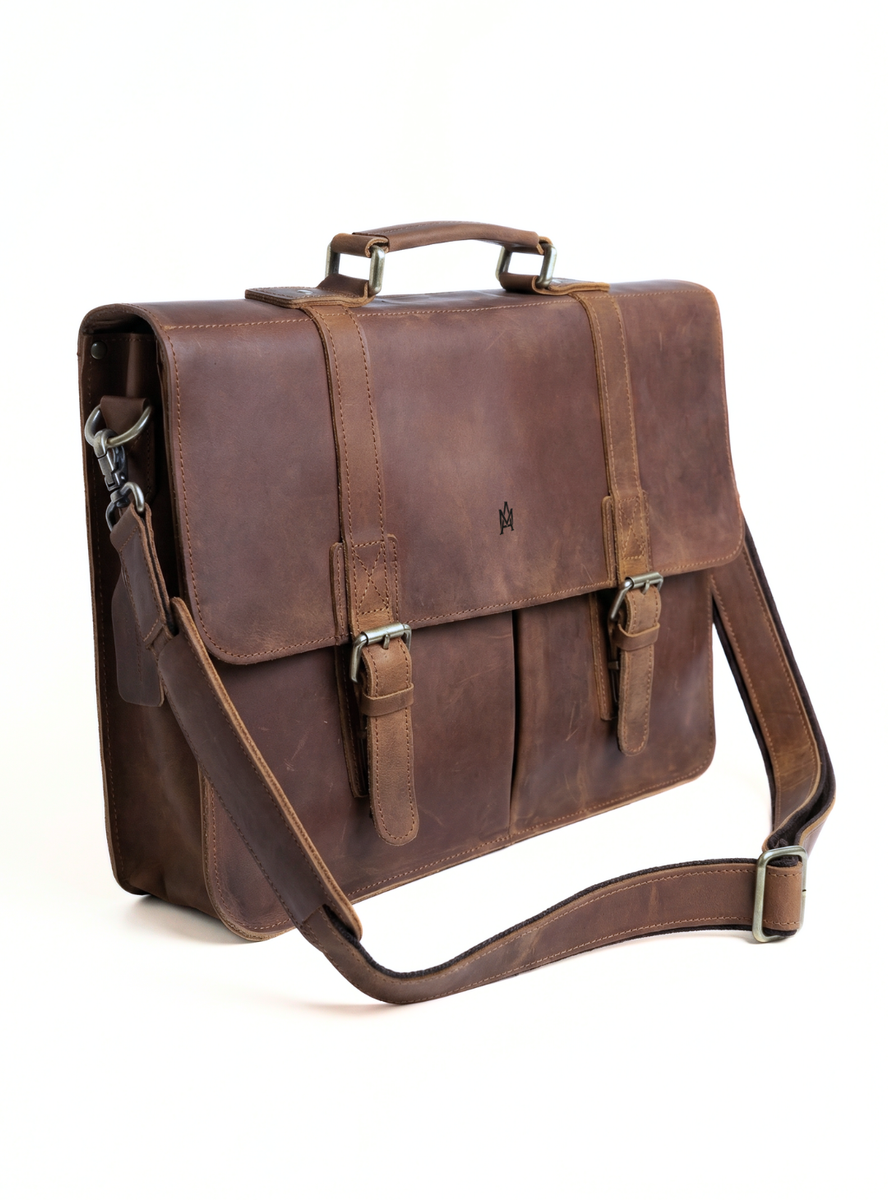 MALETIN DE CUERO GENUINO FULL GRAIN OLD YORK BRONCE