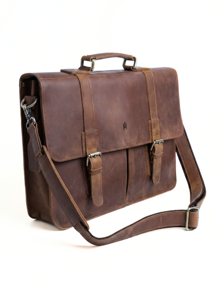 MALETIN DE CUERO GENUINO FULL GRAIN OLD YORK BRONCE