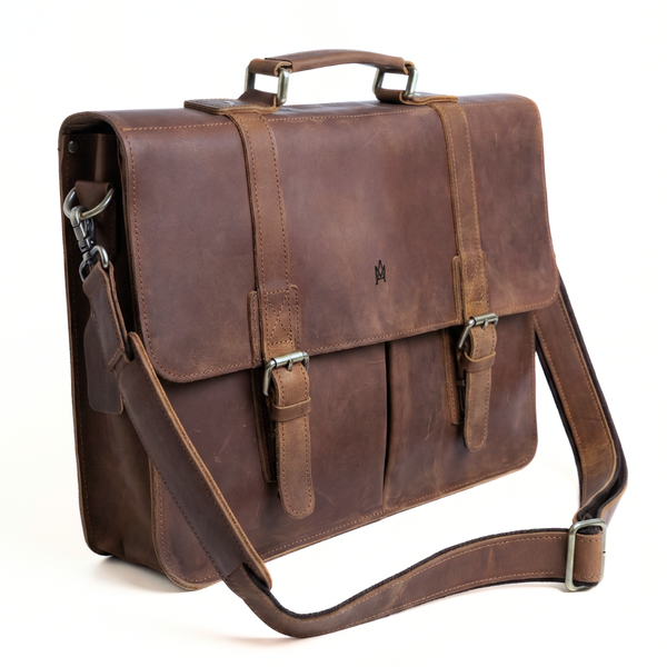 MALETIN DE CUERO GENUINO FULL GRAIN OLD YORK BRONCE