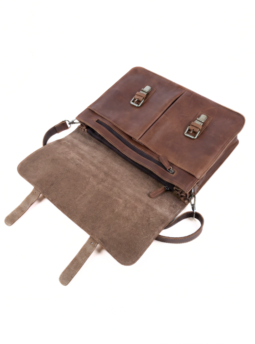 MALETIN DE CUERO GENUINO FULL GRAIN OLD YORK BRONCE