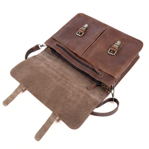 MALETIN DE CUERO GENUINO FULL GRAIN OLD YORK BRONCE